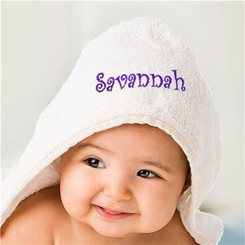 Hooded Cotton Towel with Embroidered Name - Simply Unique Baby Gifts