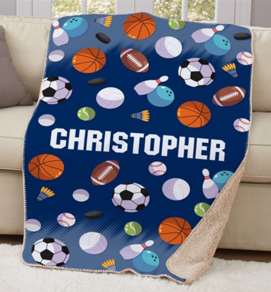  personalized sports fan sherpa blanket simply unique baby gifts