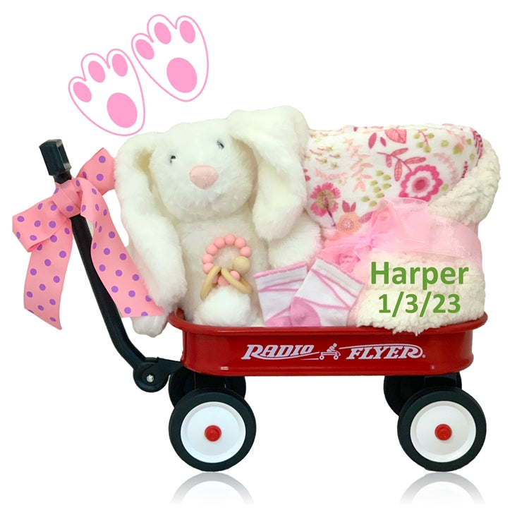 Bunny Gift Wagon for a Girl - Simply Unique Baby Gifts