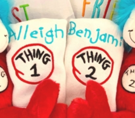 Thing 1 and Thing 2 Seuss Twins Gift - Simply Unique Baby Gifts