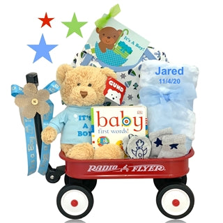 Welcome Baby Boy Wagon - Option to Personalize - Simply Unique Baby Gifts