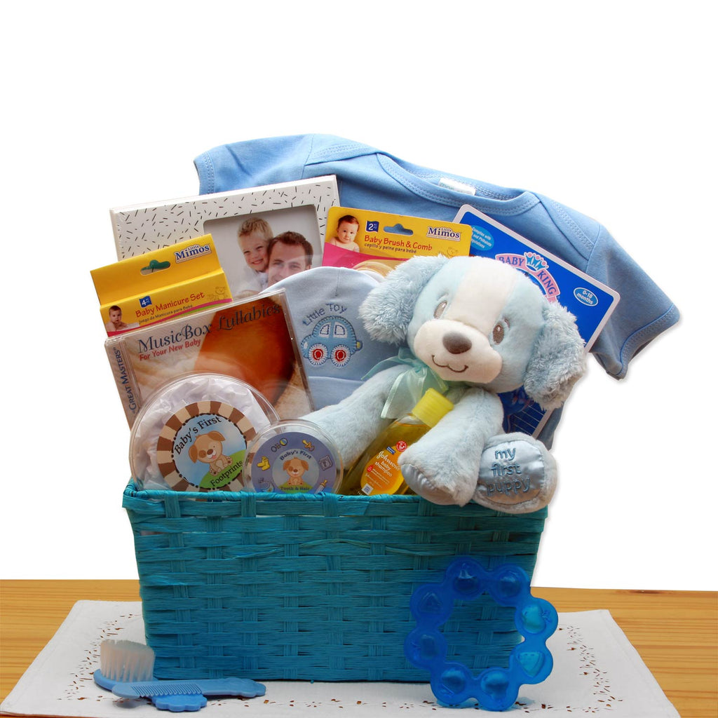 Boy's Puppy Love Basket - Simply Unique Baby Gifts