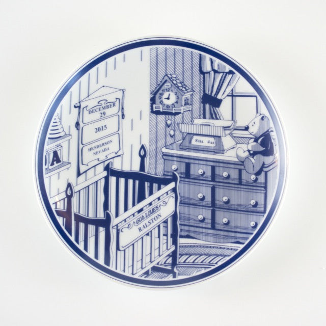 Custom Baby Birth Plate (Choose Pink or Blue) - Simply Unique Baby Gifts