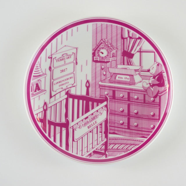 Custom Baby Birth Plate (Choose Pink or Blue) - Simply Unique Baby Gifts