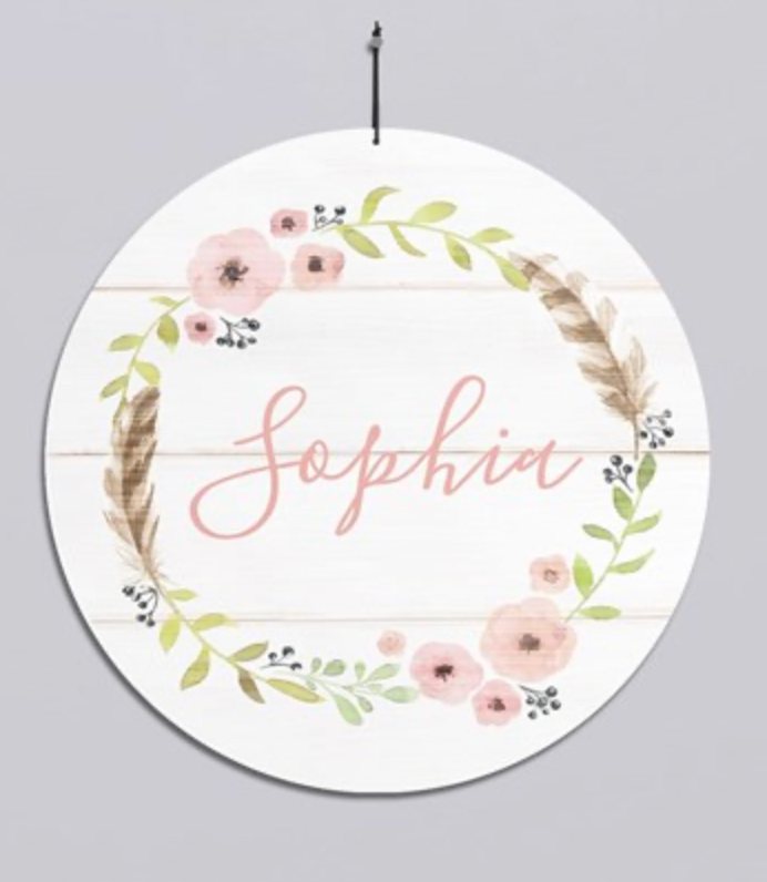 Floral Wreath Personalized Wall Art