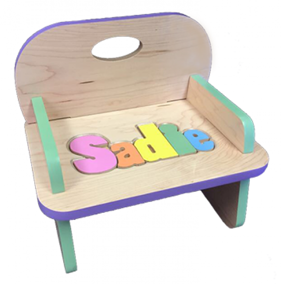 Puzzle Name Chair in Choice of Primary or Pastel Colors