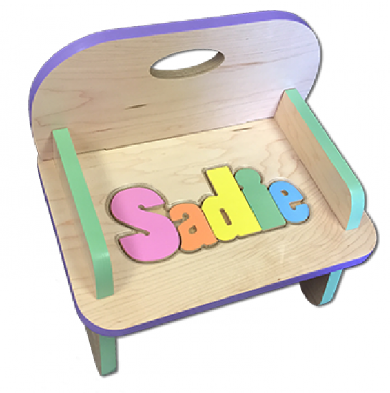 Puzzle Name Chair in Choice of Primary or Pastel Colors