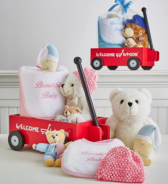 Hello Baby! Wagon - Choose Pink or Blue Theme