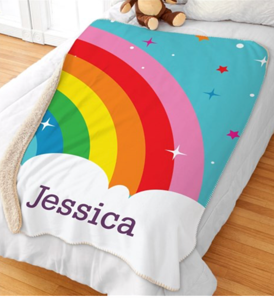 Personalized Rainbow Stars Sherpa Blanket Simply Unique Baby Gifts