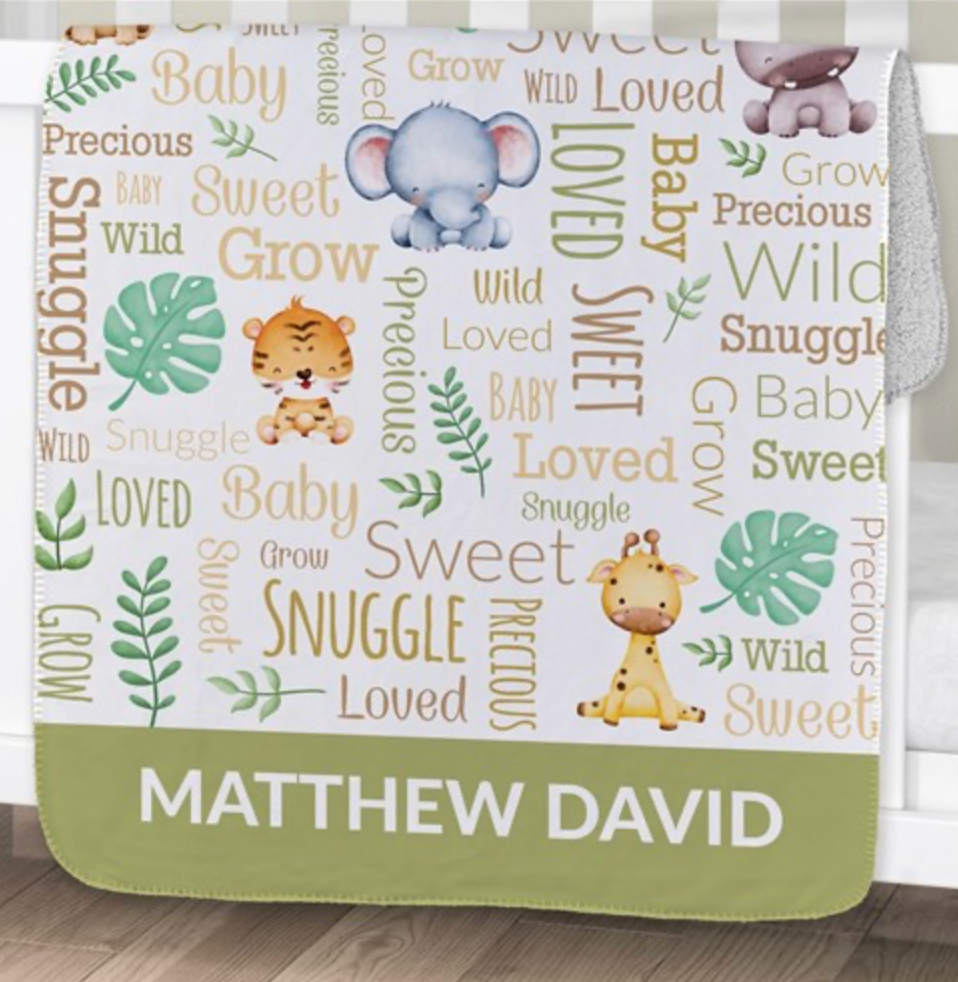 🦁 Cozy Critters Personalized Baby Blanket 🐻💛