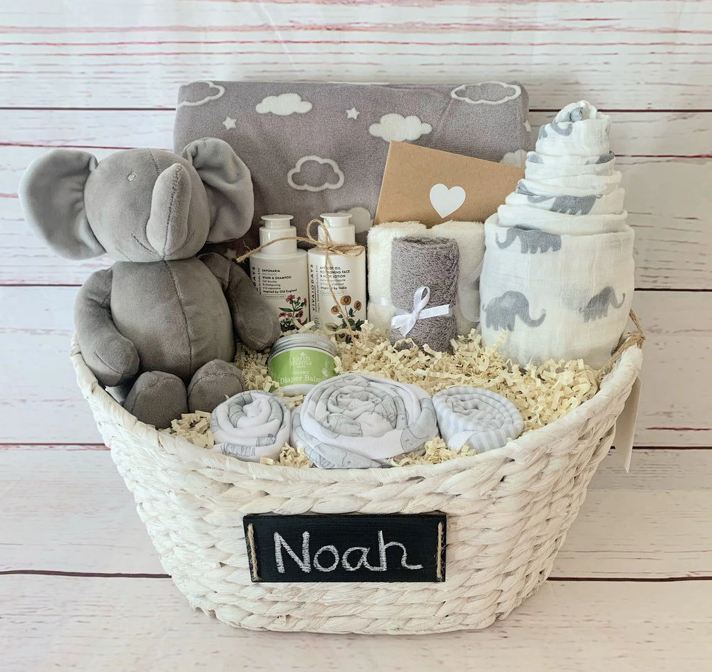 🌿 Organic Gender-Neutral Baby Gift Basket — Personalized Name Included!