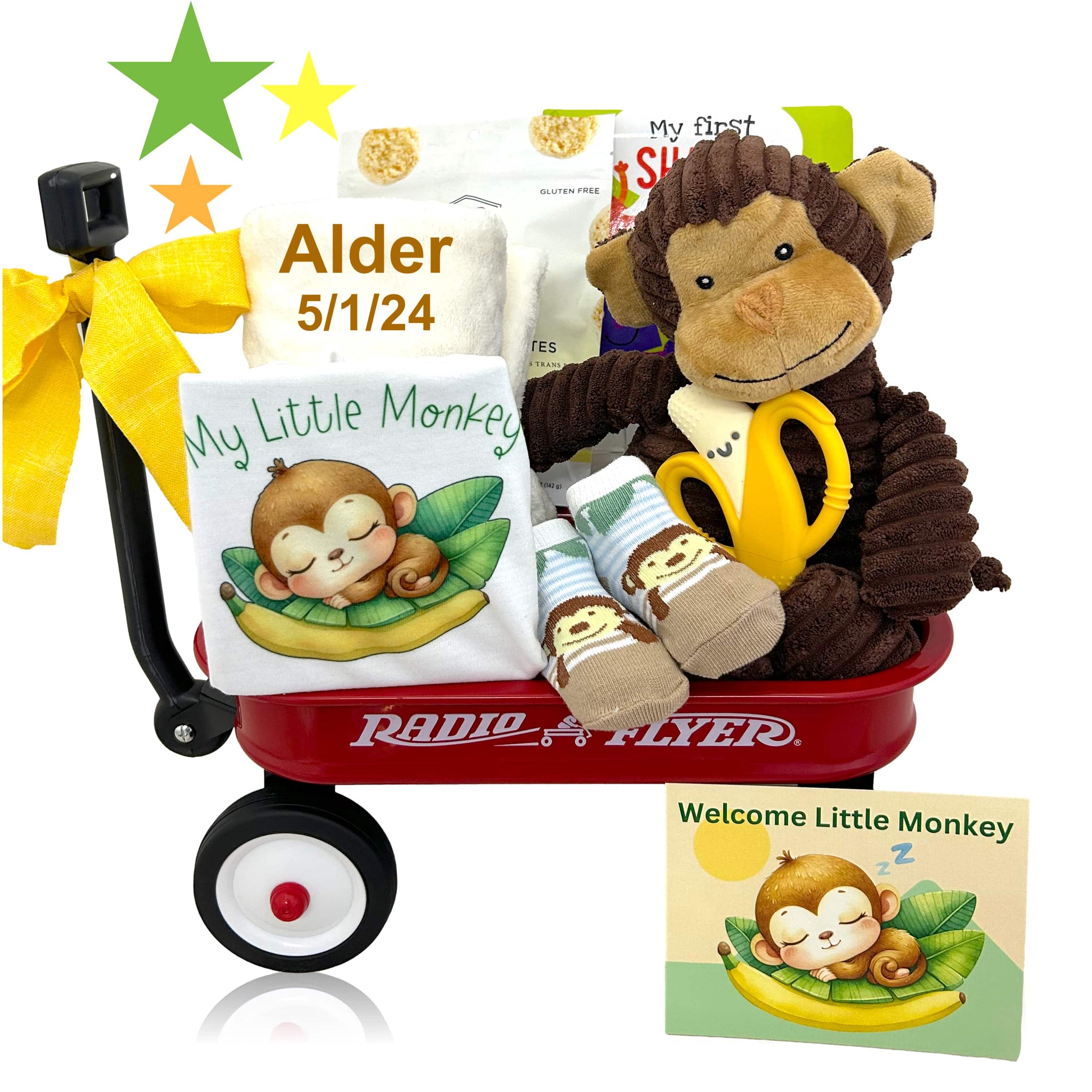Monkey-Themed Classic Wagon Gift Set Simply Unique Baby Gifts