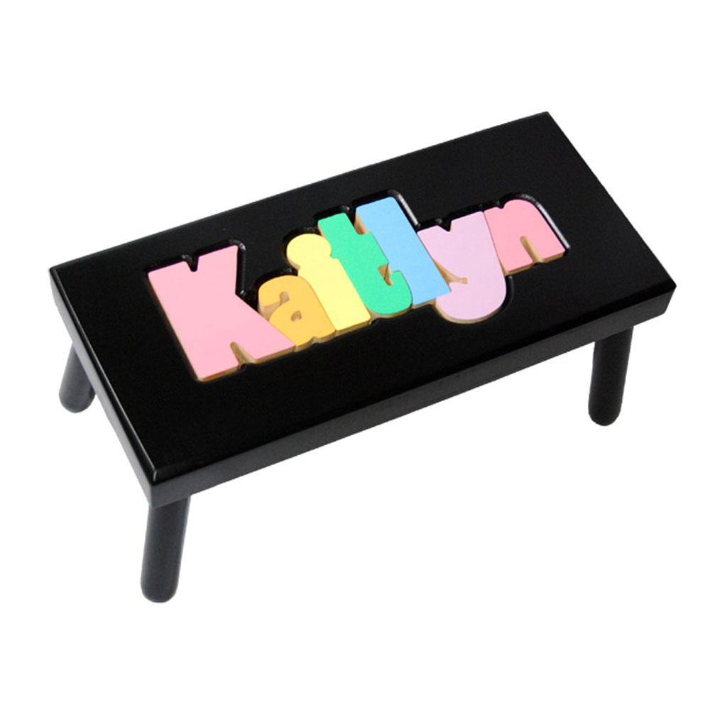 Personalized Large Painted Name Stool in Black or White - Simply Unique Baby Gifts