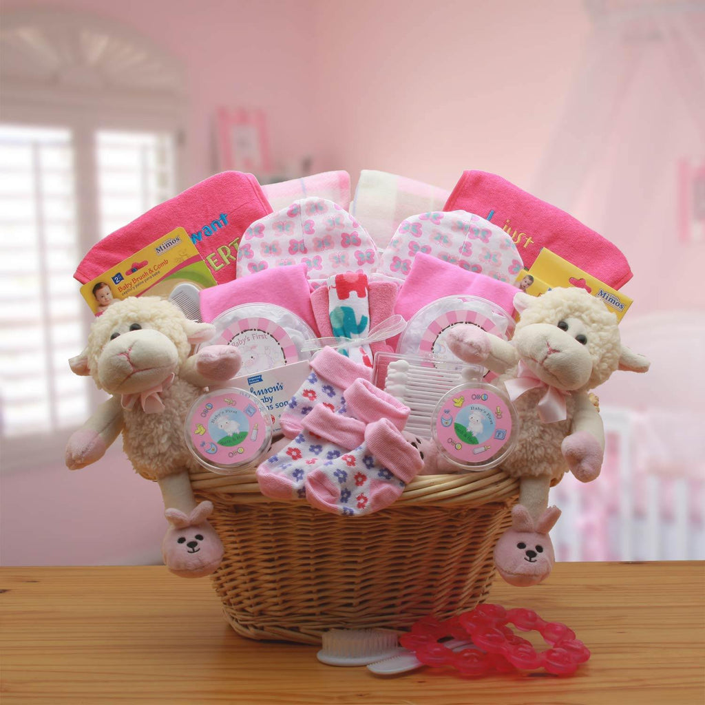 Delightful Little Lamb Twins Basket - Simply Unique Baby Gifts