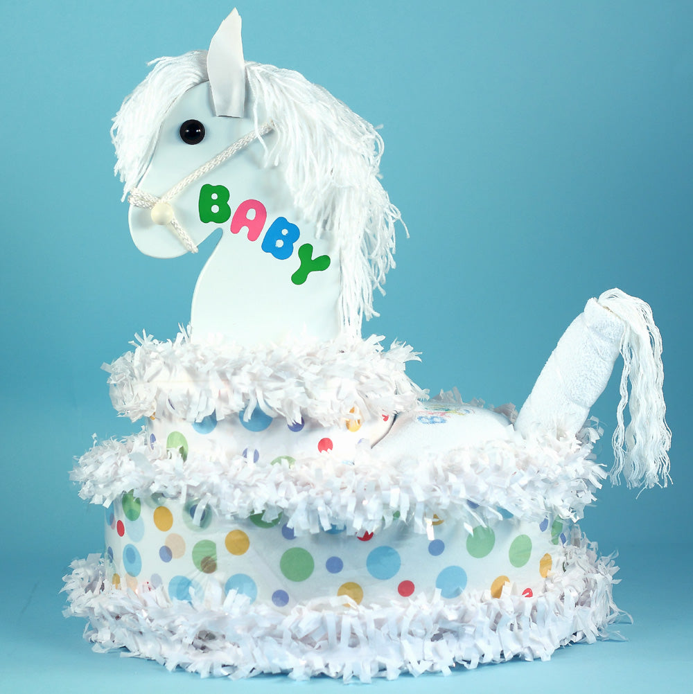 Little Horse Diaper Cake - Choice of Blue or Pink - Simply Unique Baby Gifts
