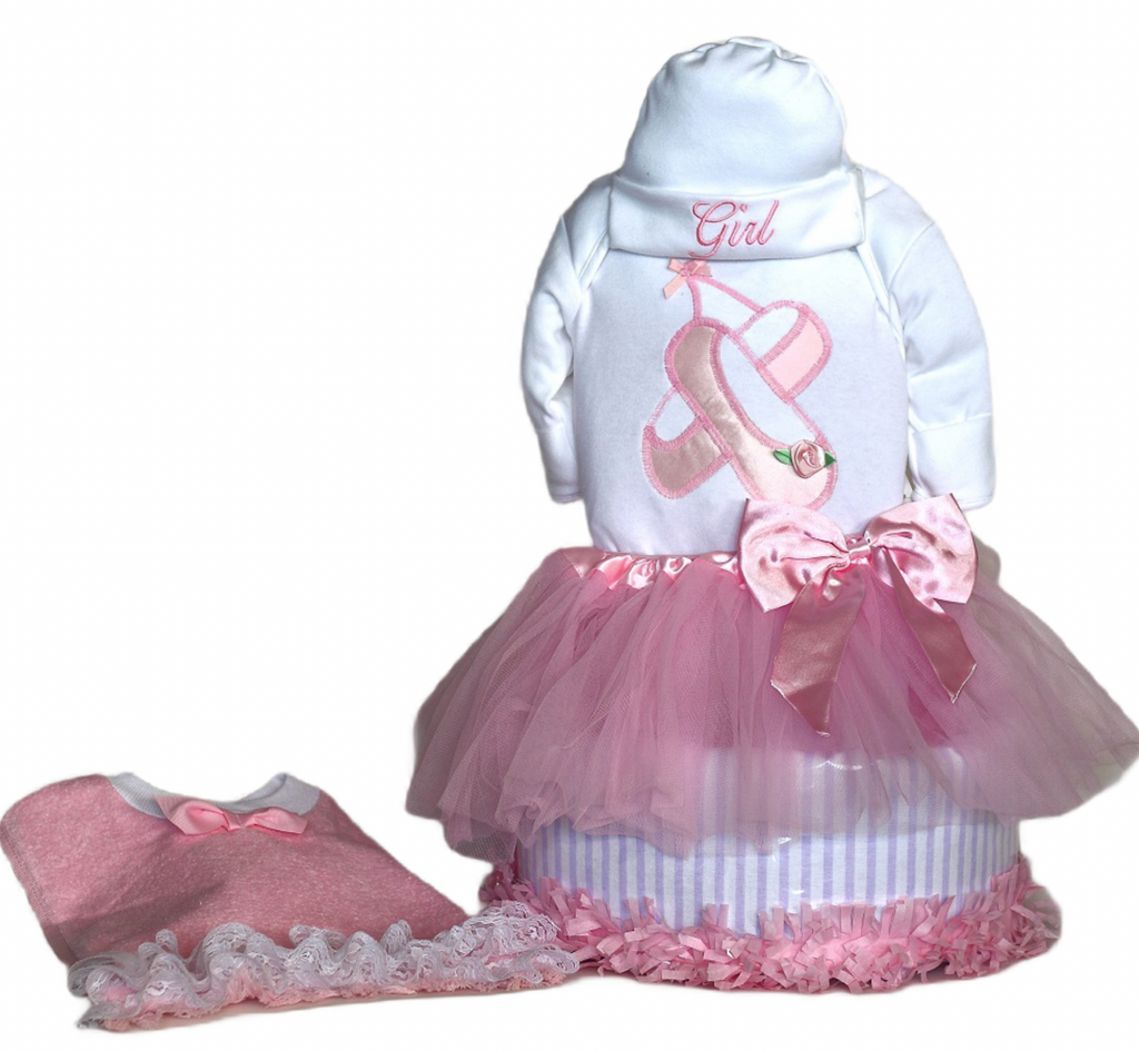 Ballerina Layette and Diaper Cake - Simply Unique Baby Gifts