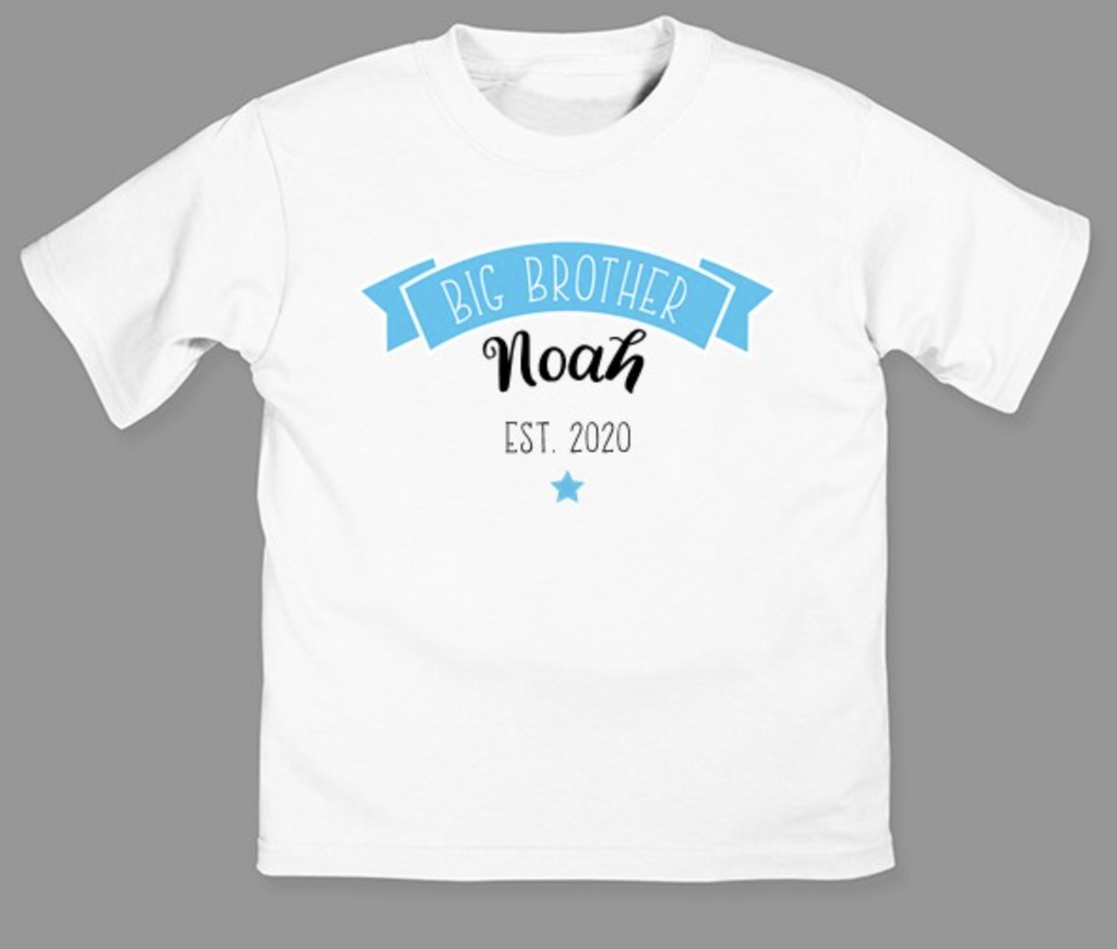 Big Brother T-Shirt with Name and Year - Simply Unique Baby Gifts