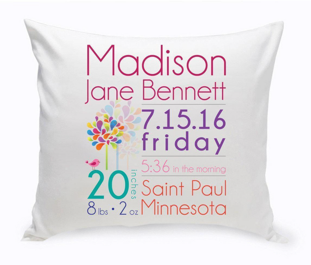 Commemorative Birth Pillow for Girls - Simply Unique Baby Gifts