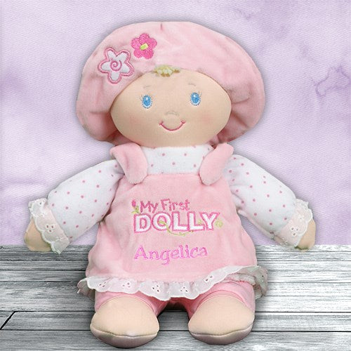 First Doll "Dolly" - Choice of Brown or Blonde Hair - Simply Unique Baby Gifts