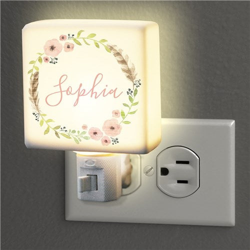Floral Wreath Personalized Night Light - Simply Unique Baby Gifts
