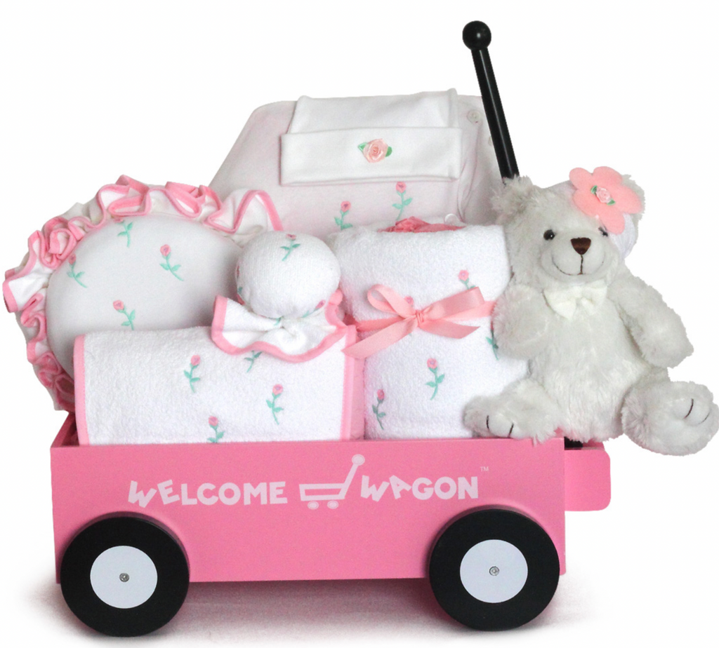 Girl's Layette Set with Li'l Pink Wagon - Simply Unique Baby Gifts