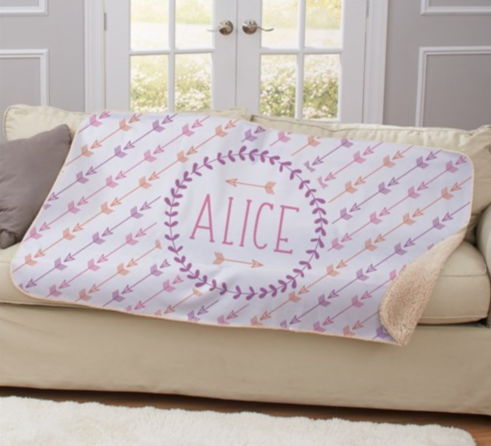 Soft Sherpa Personalized Arrows Blanket - Simply Unique Baby Gifts