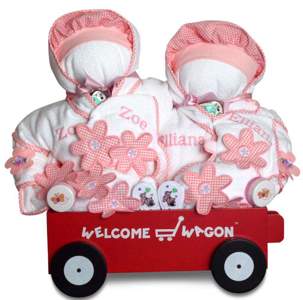Deluxe Twins Wagon for Girls (Can be Personalized) - Simply Unique Baby Gifts