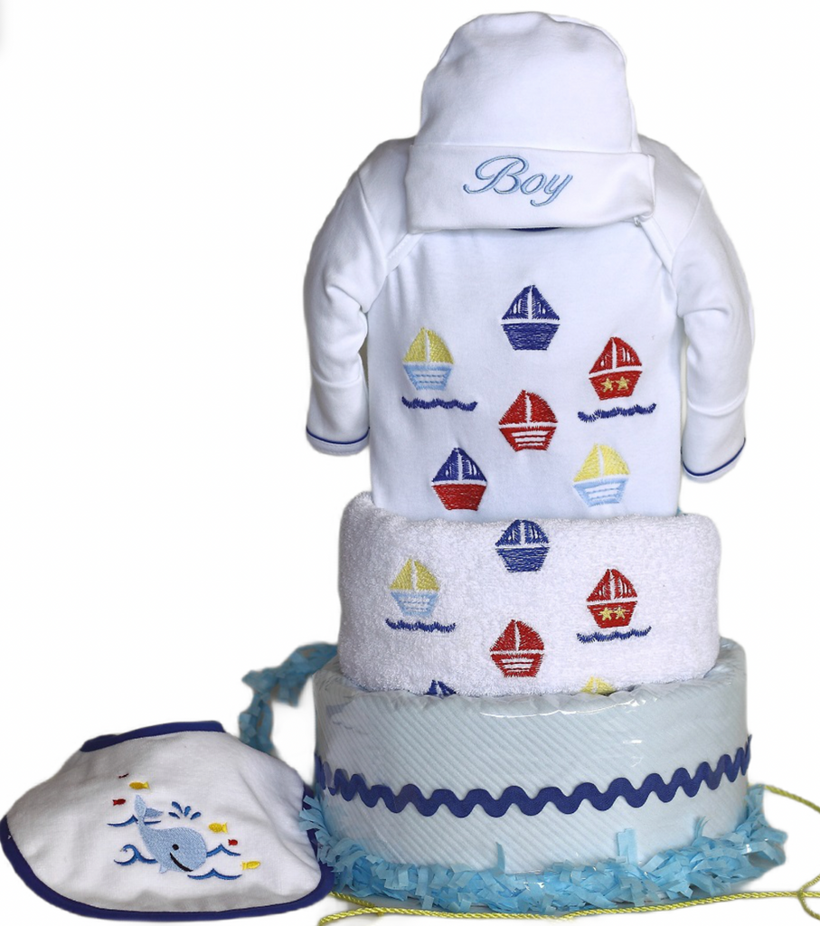 Little Sailor Layette and Diaper Cake - Simply Unique Baby Gifts