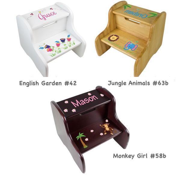 Personalized Imprinted Wooden Step Stools for Kids - Simply Unique Baby Gifts