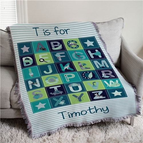 Personalized ABC Blanket for Boys - Simply Unique Baby Gifts