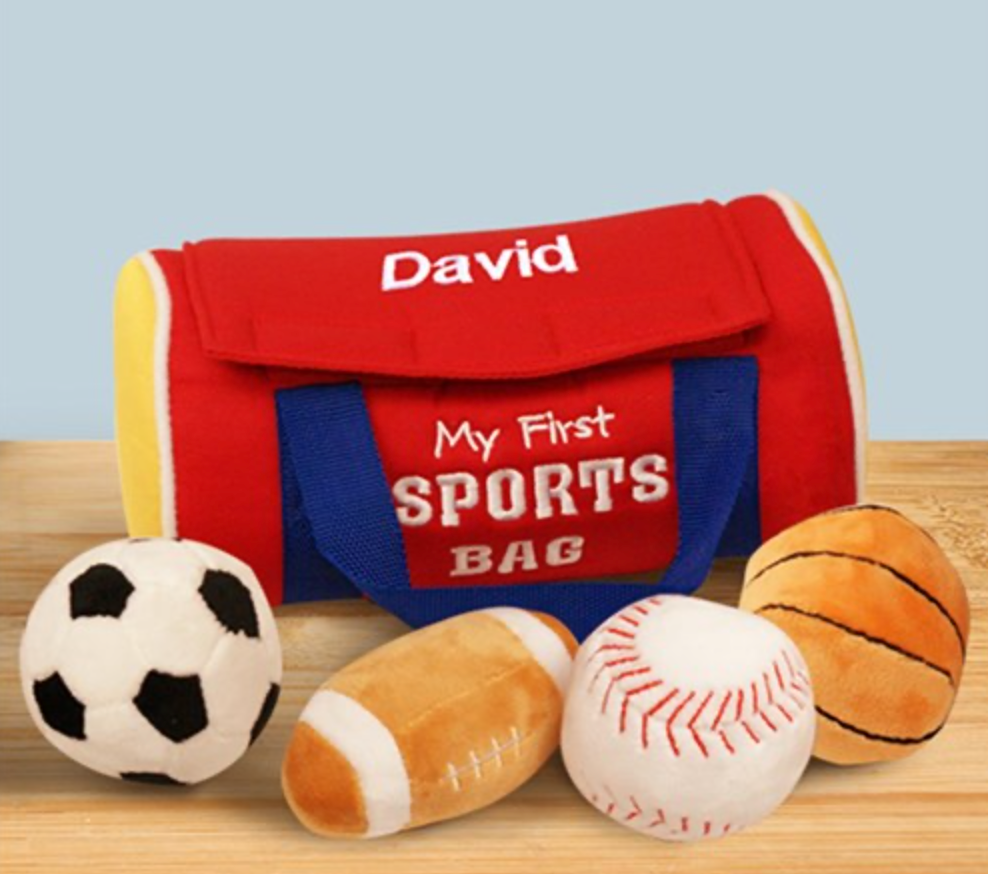 Personalized First Sports Bag with Assorted Balls - Simply Unique Baby Gifts