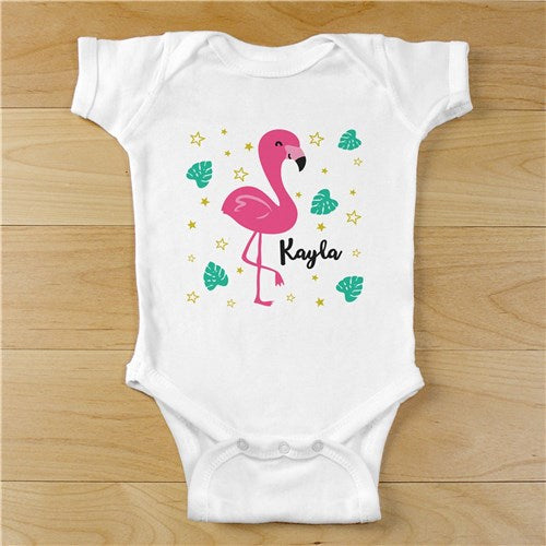 Pink Flamingo Personalized Onesie - Simply Unique Baby Gifts