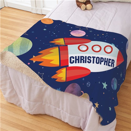 Space Explorer Personalized Sherpa Blanket SimplyUniqueBabyGifts