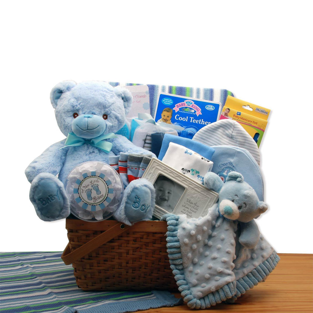 Teddy's Deluxe Blue Basket - Simply Unique Baby Gifts