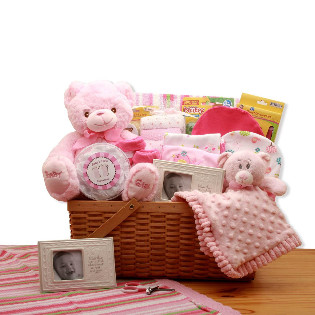 Teddy's Deluxe Pink Basket - Simply Unique Baby Gifts