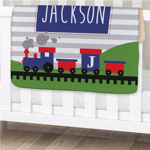 Personalized Train Blanket - Simply Unique Baby Gifts