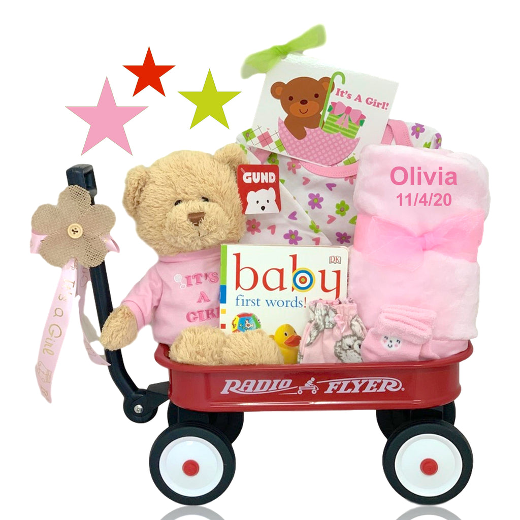 Welcome Baby Girl Wagon - Simply Unique Baby Gifts