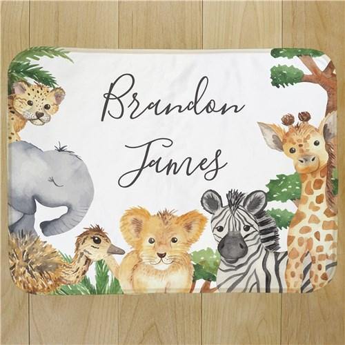 Wild Buddies Blanket - Green Accents - Simply Unique Baby Gifts