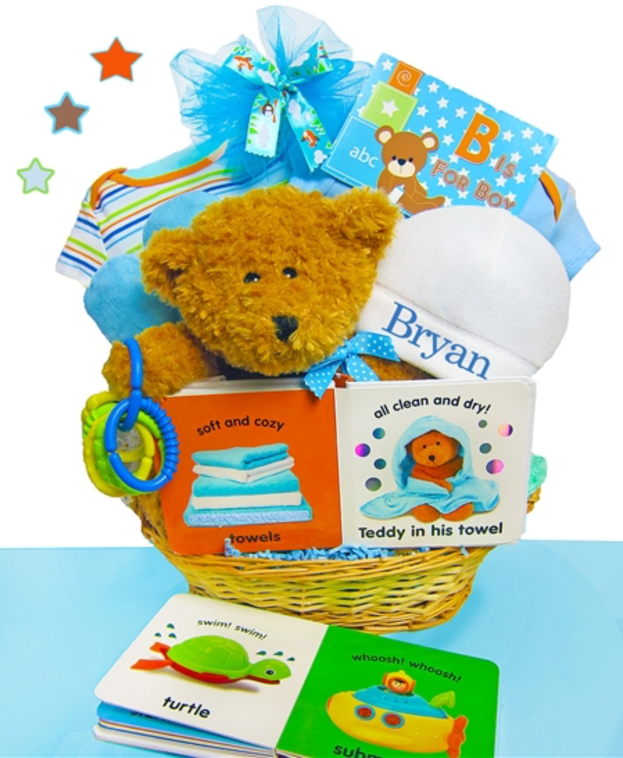 Teddy Bear Basket for Boys - Simply Unique Baby Gifts