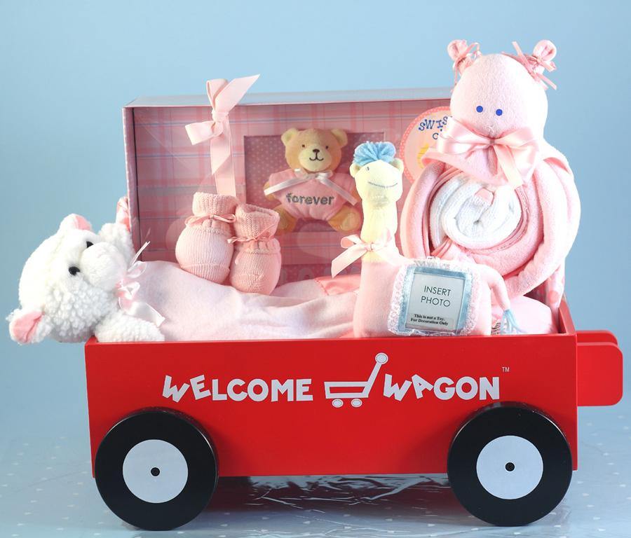 Girl's Security Blanket and Memory Book Wagon - Simply Unique Baby Gifts