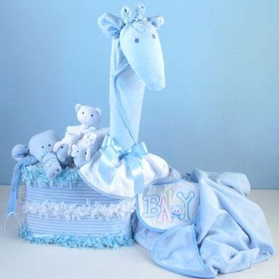 Blue Giraffe Diaper Cake - Simply Unique Baby Gifts