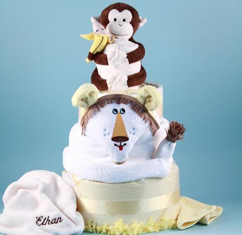 Personalized Jungle Buddies Diaper Cake - Simply Unique Baby Gifts
