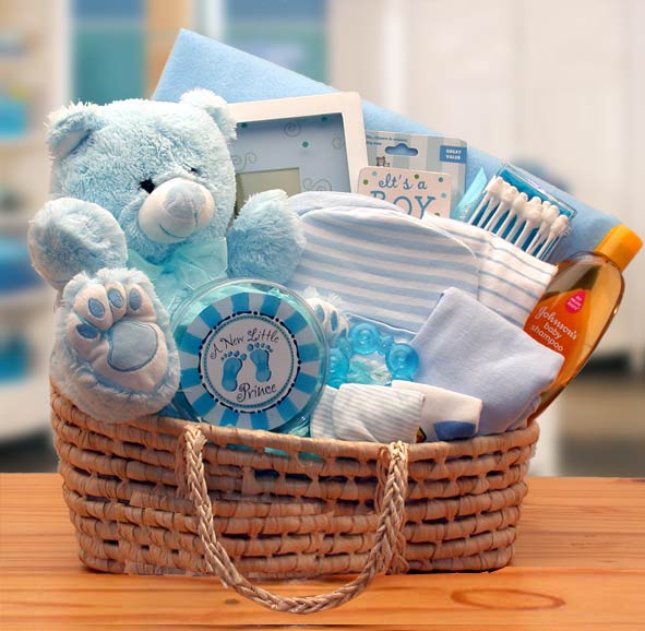 Teddy Bear Baby Boy Basket - Simply Unique Baby Gifts