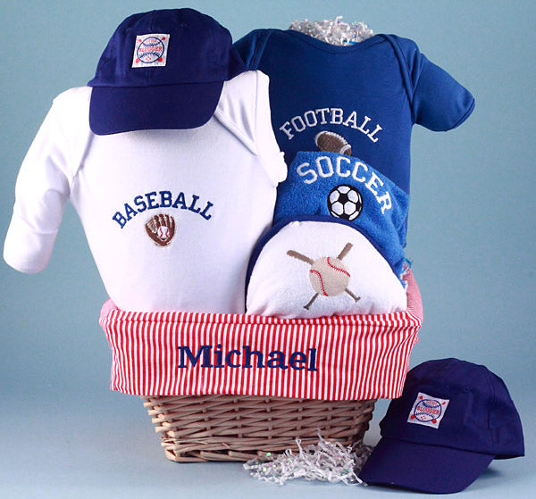 Three Sports Layette Gift Set - Simply Unique Baby Gifts