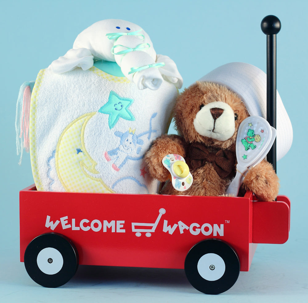 Unisex Baby Shower Presents Wagon - Simply Unique Baby Gifts